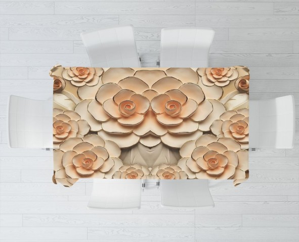 Габардиновая скатерть на кухонный стол «Розы с тиснением под керамику» вид 3