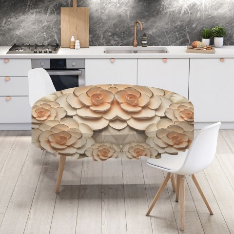 Габардиновая скатерть на кухонный стол «Розы с тиснением под керамику» вид 4