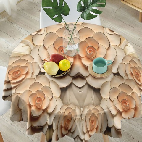 Габардиновая скатерть на кухонный стол «Розы с тиснением под керамику» вид 5