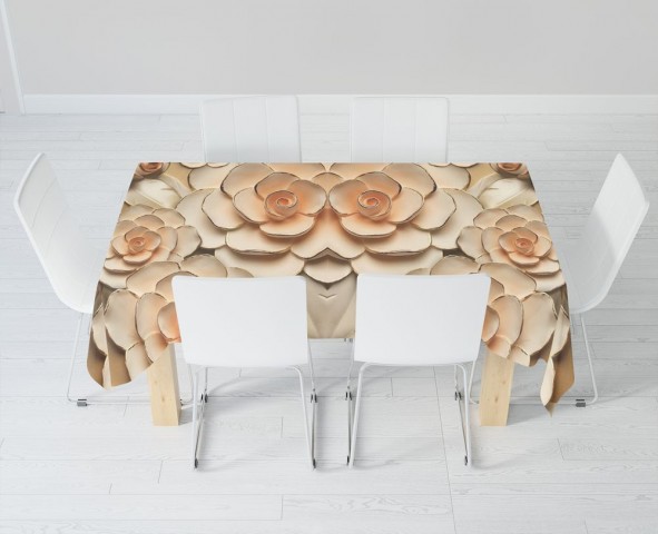 Габардиновая скатерть на кухонный стол «Розы с тиснением под керамику» вид 6