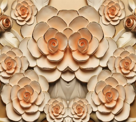 Габардиновая скатерть на кухонный стол «Розы с тиснением под керамику» вид 1