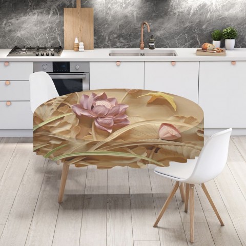 Габардиновая 3D скатерть на кухонный стол «Цветы с тиснением» вид 4