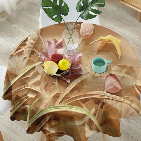 Габардиновая 3D скатерть на кухонный стол «Цветы с тиснением» вид 5
