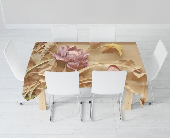 Габардиновая 3D скатерть на кухонный стол «Цветы с тиснением» вид 6