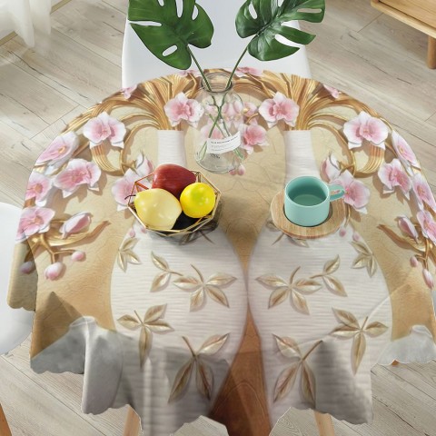 Полотняная 3D скатерть на обеденный стол «Вазы с орхидеями» вид 5