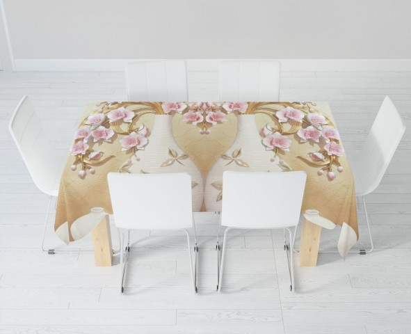Полотняная 3D скатерть на обеденный стол «Вазы с орхидеями» вид 6