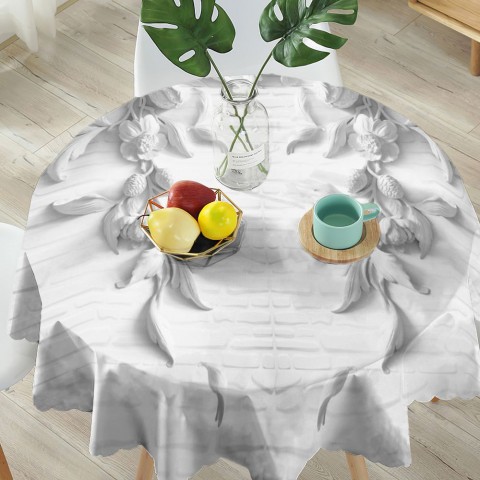 Текстильная 3D скатерть для стола «Рельеф с ниспадающими цветами» вид 5