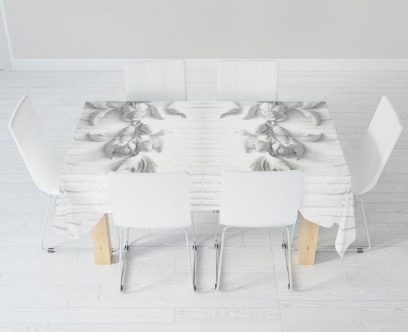 Текстильная 3D скатерть для стола «Рельеф с ниспадающими цветами» вид 6