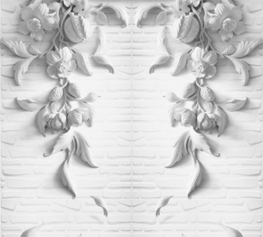 Текстильная 3D скатерть для стола «Рельеф с ниспадающими цветами» вид 1