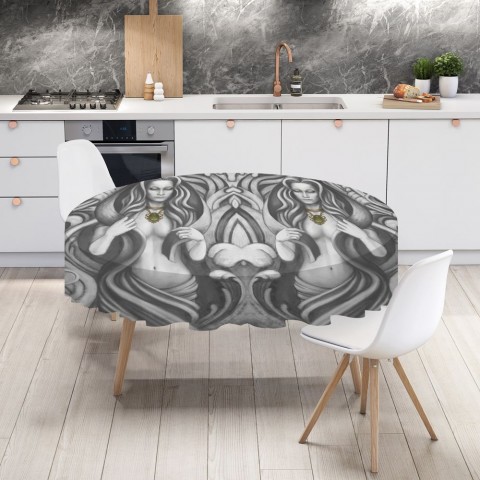 Габардиновая скатерть на кухонный стол «Роковые колдуньи» вид 4