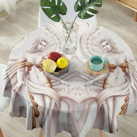 Тканевая скатерть на обеденный стол «Барельеф с сиренами» вид 5