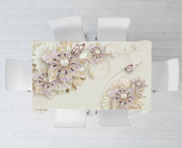 3D Скатерть «Радужные ювелирные цветы» вид 2