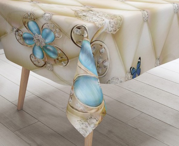 3D Скатерть «Цветы с топазовыми лепестками» вид 3