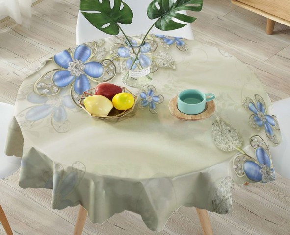 3D Скатерть «Цветы с сапфировыми лепестками» вид 4