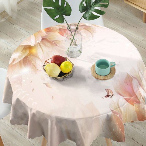 Полотняная 3D скатерть на обеденный стол «Волшебные цветы с бабочками» вид 5