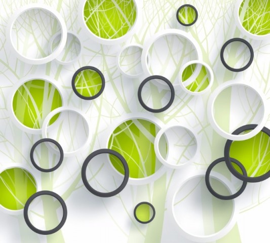 Габардиновая скатерть для стола «Объемные зеленые круги» вид 1