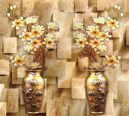 Габардиновая скатерть для стола «Объемные китайские вазы» вид 1