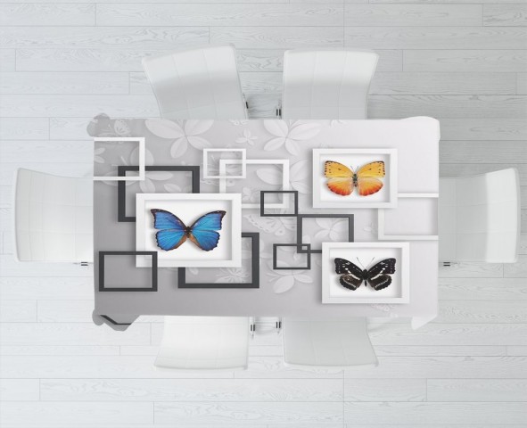 Тканевая 3D скатерть на кухню «Коллекция бабочек» вид 3