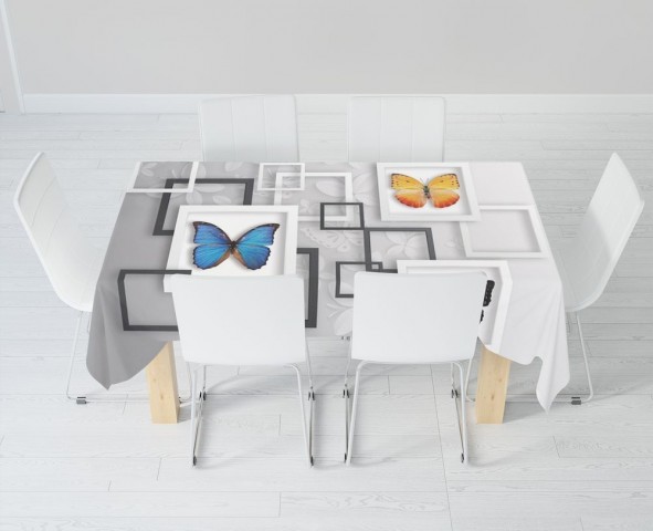 Тканевая 3D скатерть на кухню «Коллекция бабочек» вид 6