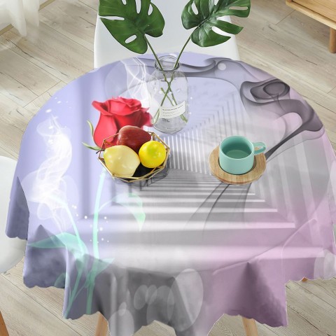 Полотняная скатерть на кухонный стол «Красная роза в тоннеле» вид 5