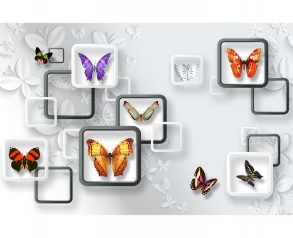 3D Скатерть «Яркие бабочки на объемном фоне» вид 1