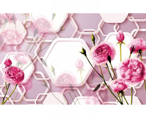 3D Скатерть «Многослойная композиция с розами» вид 1