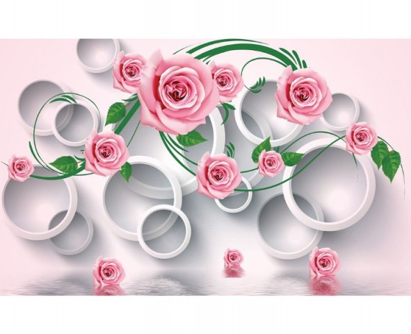 3D Скатерть «Плеяда роз над водой» вид 1