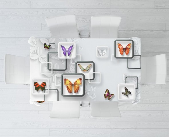 3D Скатерть «Яркие бабочки на объемном фоне» вид 2