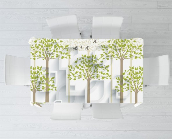 3D Скатерть «Абстрактная композиция с деревьями» вид 2