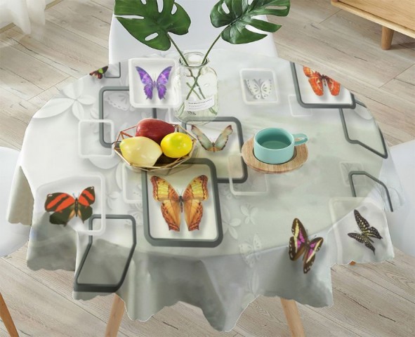 3D Скатерть «Яркие бабочки на объемном фоне» вид 4