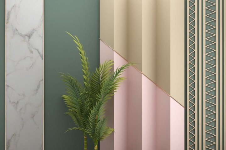3D Скатерть «Пальмовые ветви на объемной стене» вид 1
