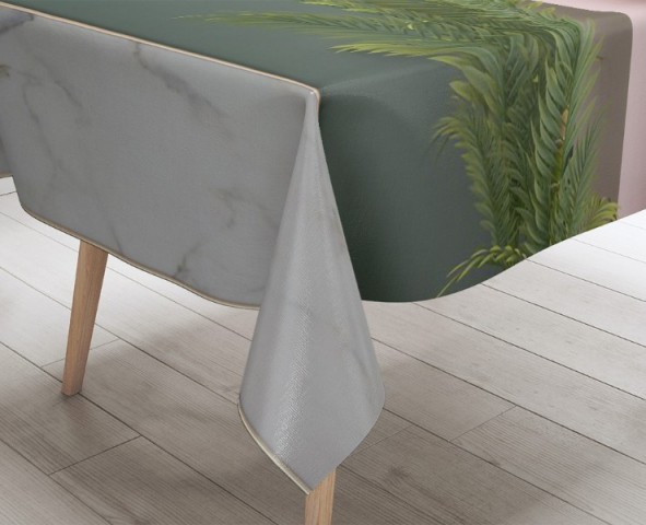 3D Скатерть «Пальмовые ветви на объемной стене» вид 3