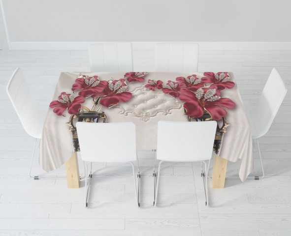 Текстильная 3D скатерть на обеденный стол «Инсталляция с античными вазами» вид 6