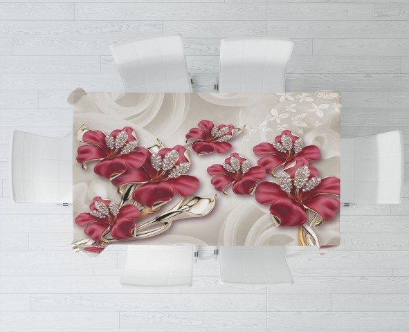 Текстильная скатерть для стола «Драгоценные лилии» вид 3