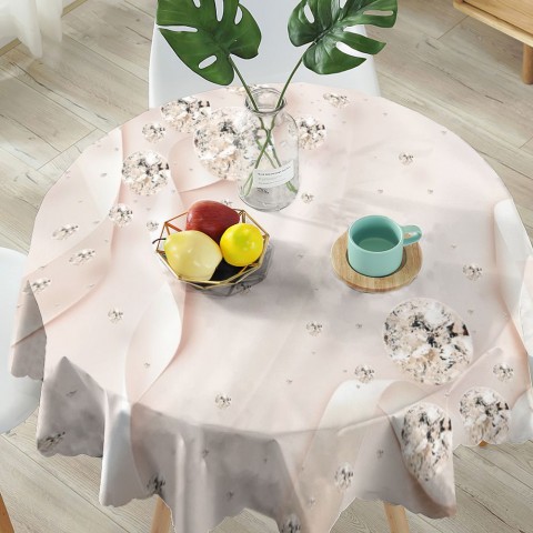 Полотняная 3D скатерть на кухонный стол «Сияющие бриллианты на шелковом фоне» вид 5