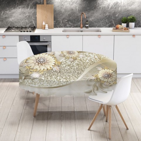 Текстильная 3D скатерть на обеденный стол «Драгоценная композиция» вид 4