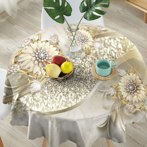 Текстильная 3D скатерть на обеденный стол «Драгоценная композиция» вид 5