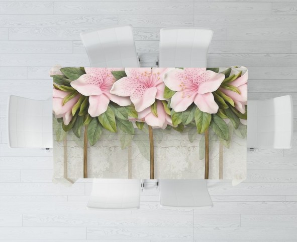 Текстильная 3D скатерть для стола «Бархатистые цветы» вид 3