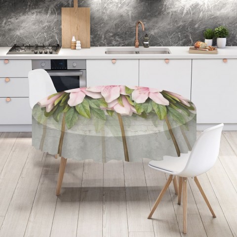 Текстильная 3D скатерть для стола «Бархатистые цветы» вид 4