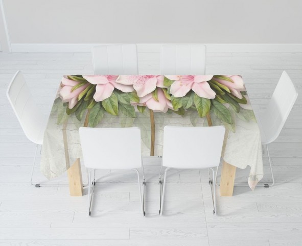 Текстильная 3D скатерть для стола «Бархатистые цветы» вид 6