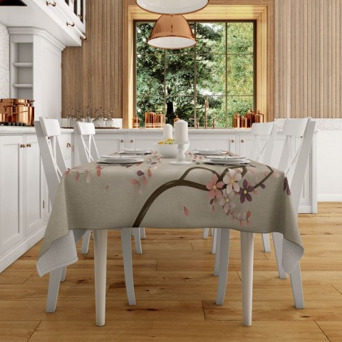 Полотняная скатерть на кухонный стол «Персиковое дерево» вид 2