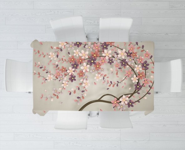 Полотняная скатерть на кухонный стол «Персиковое дерево» вид 3