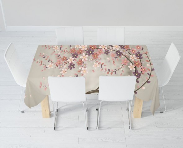 Полотняная скатерть на кухонный стол «Персиковое дерево» вид 6
