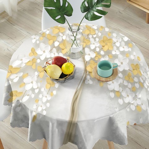 Полотняная скатерть на кухонный стол «Листья в золоте» вид 5