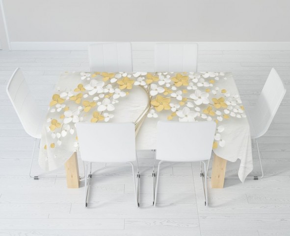 Полотняная скатерть на кухонный стол «Листья в золоте» вид 6