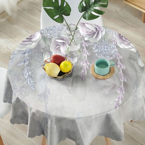 Полотняная скатерть на кухонный стол «Розы в легком ультрафиолете» вид 5