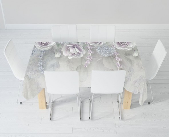 Полотняная скатерть на кухонный стол «Розы в легком ультрафиолете» вид 6
