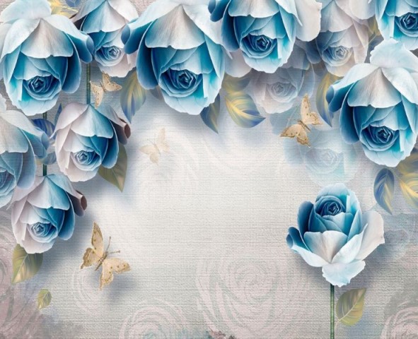 3D Скатерть «Арка из голубых роз» вид 1