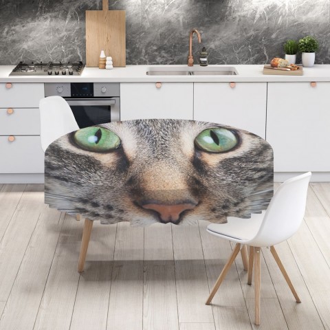 Тканевая 3D скатерть на кухню «Кошачий взгляд» вид 4