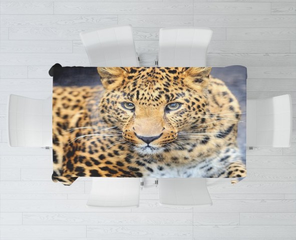 Текстильная скатерть на обеденный стол «Красивый леопард» вид 3